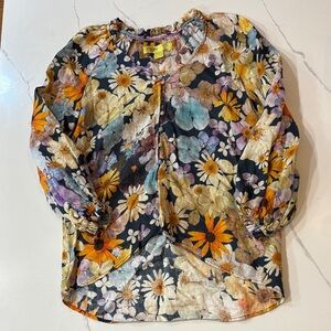 Maeve Floral Blouse - Black, Orange, Purple
